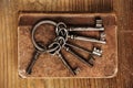 Old keys on a old book Royalty Free Stock Photo