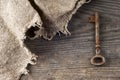 Old keys over rustic wooden background. Royalty Free Stock Photo