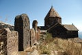 Old Khachkar (cross) in The Island Monastery or Sevanavank (church) in Sevan Island, Armenia