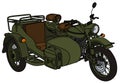 The old khaki green military sidecar