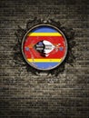 Old Kingdom of Swaziland flag in brick wall