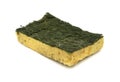 Old kitchen sponge on white background. Royalty Free Stock Photo