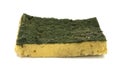 Old kitchen sponge on white background. Royalty Free Stock Photo