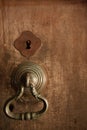 Old knob on wooden door Royalty Free Stock Photo