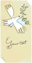 Old label peace bird with olive Royalty Free Stock Photo
