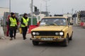 Old Lada car crossing the polish border from Ukraine