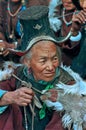 Old Ladakhi woman in Traditional Get up at Hemis fair Ladakh Union territory India