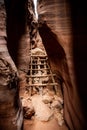 Old Ladder Climbs Up Boulder Jam In Wire Pass Royalty Free Stock Photo