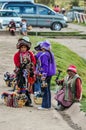 Old ladies selling artifacts in Cusco, Peru