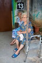 Old ladies in a slum In jakarta Royalty Free Stock Photo