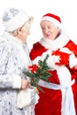 Old Ladies- Snow Maiden and Santa Royalty Free Stock Photo