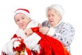 Old Ladies- Snow Maiden and Santa Royalty Free Stock Photo