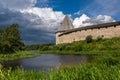 Old Ladoga fortress on the river bank Royalty Free Stock Photo