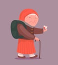 Old Lady Adult Traveler Cartoon Design Character Icon on Stylish Background Vector Illustration