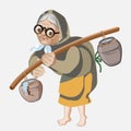 Old lady carrying water pot