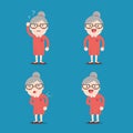 Old lady. Grandma in 4 Different Poses. Royalty Free Stock Photo