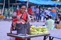 Old Lady Selling Corns at Juhu, Mumbai, India Royalty Free Stock Photo