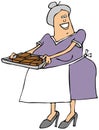 Old lady with a tray of brownies