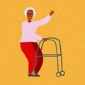 Old lady with a walker Royalty Free Stock Photo