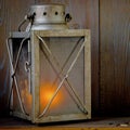 An old lamp with a candle