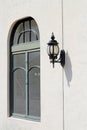 Old lamp lantern and window Royalty Free Stock Photo