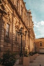 Old lamp next to the Basilica di Santa Croce in Lecce, Italy Royalty Free Stock Photo