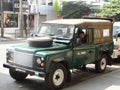 Old Land Rover Defender of Sri lankan army in city of colombo standing on roadside