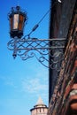 Old lantern on the facade of an old tower. Kremlin in Kolomna, Russia. Royalty Free Stock Photo