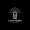 Old lantern line shine legend logo design vector