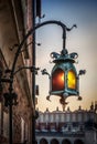 Old lantern stuck to the facade of an St. Mary`s Basilica in Kra Royalty Free Stock Photo
