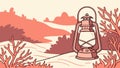 Old Lantern Vector Illustration in a Mysterious Forest, Hidden Path, vector design Generative AI Royalty Free Stock Photo