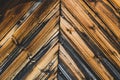 Really old larch wooden texture. Texture of old boards with forged nails Royalty Free Stock Photo