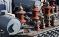 old large electric voltage transformers in the dump