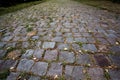 Old large gray paving stones, on the road, as a background image for your design or illustrations Royalty Free Stock Photo