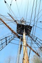 Old Large Sailing Ship Rigging and Mast Royalty Free Stock Photo