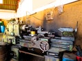 Old lathe has rust in the factory Royalty Free Stock Photo