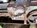 Old lathe has rust in the factory Royalty Free Stock Photo