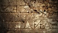 Old Latin Inscription carved into stone Tablet. Ancient Stone Texture with Letters Relief. Words Ornament