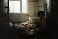 Old laundry room of abandoned hospital