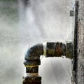 Old Leaky Pipes Squirting Water Leak Spray Royalty Free Stock Photo