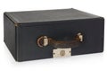 The old leather antique black case. Suitcase with handle and lo Royalty Free Stock Photo