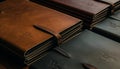 Old leather Bible on wooden table, a symbol of wisdom generated by AI Royalty Free Stock Photo