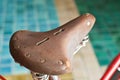 Old leather bicycle seat.