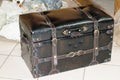 Old leather black suitcase. Royalty Free Stock Photo