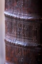 Old leather book spine. Holy bible closeup spine detail Royalty Free Stock Photo