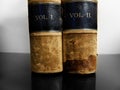 Old Leather Books Volumes 1 and 2 Library for Reading Royalty Free Stock Photo