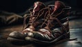 Old leather boots, undone laces, rugged style generated by AI