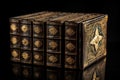 old leather-bound books with gold embossing Royalty Free Stock Photo