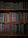 Old Leather Bound Books on Shelves