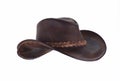 old leather brown cowboy hat isolated on white Royalty Free Stock Photo